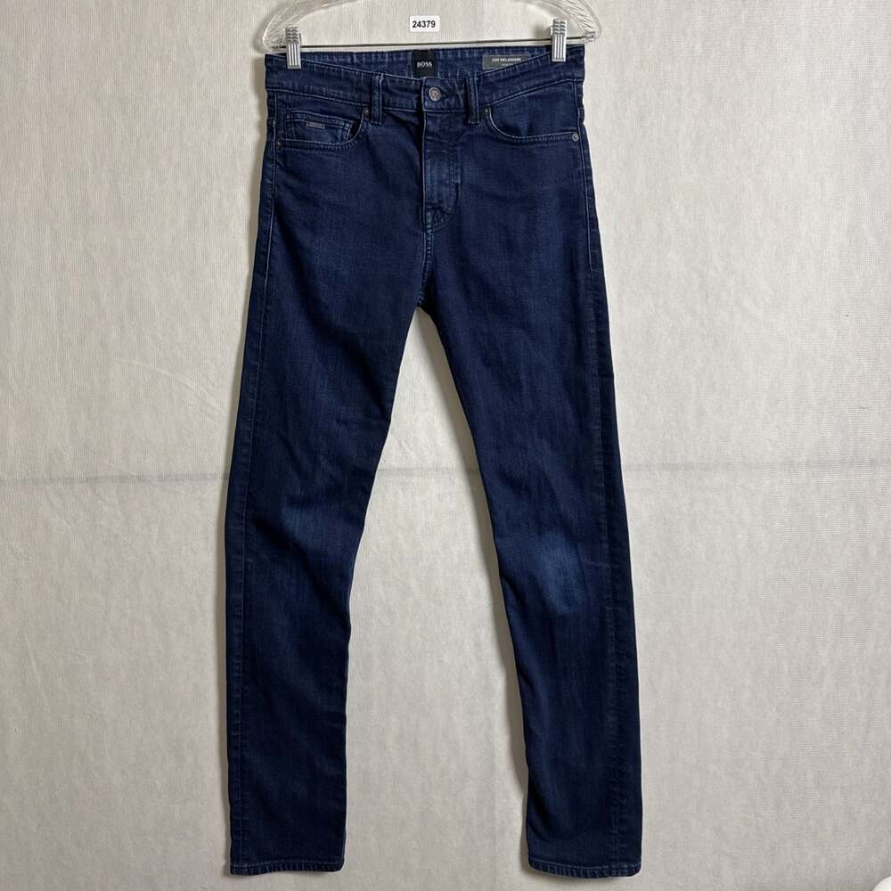 Boss Hugo Boss Men's 30x34 Dark Wash Blue Denim 020 Delaware Slim Fit Jeans